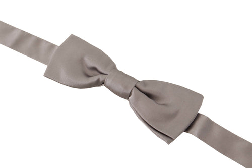 Dolce & Gabbana Silver 100% Silk Slim Adjustable Neck Papillon Tie - ClickThatClicks 