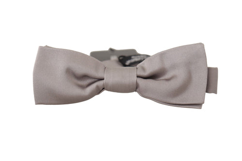 Dolce & Gabbana Silver 100% Silk Slim Adjustable Neck Papillon Tie - ClickThatClicks 