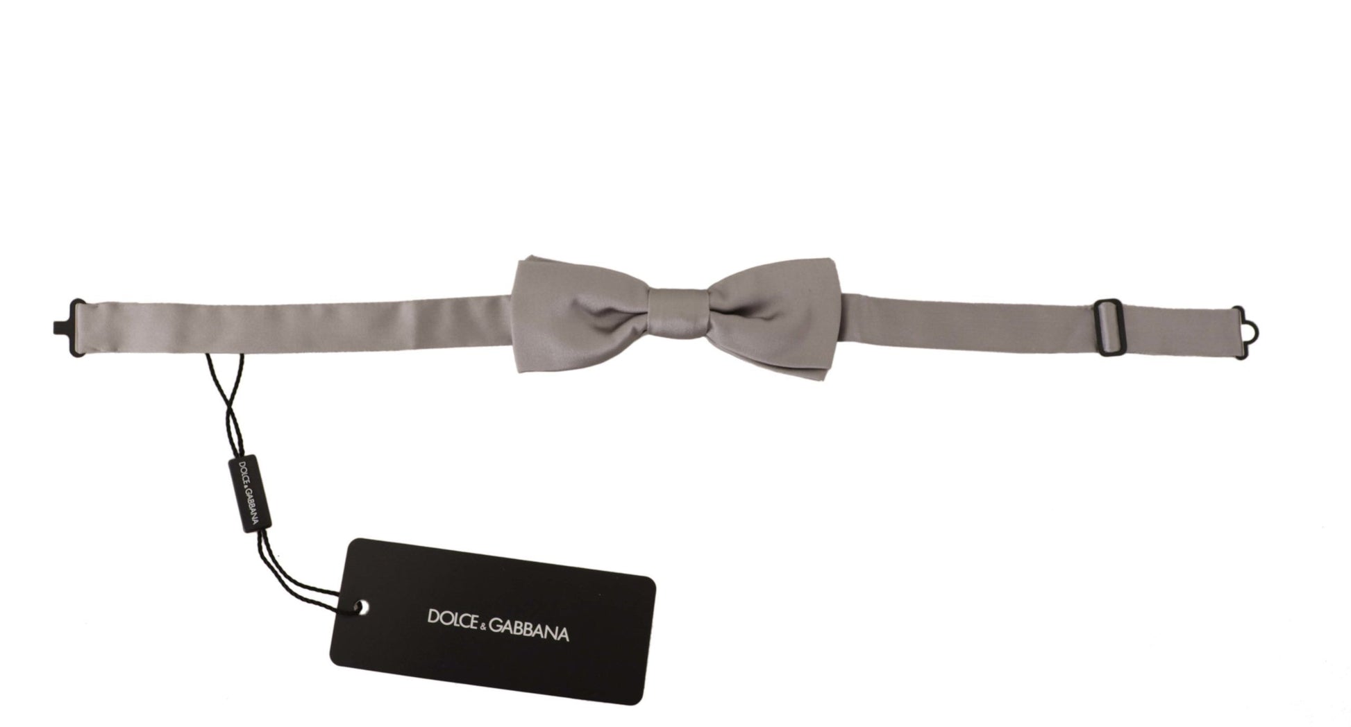 Dolce & Gabbana Silver 100% Silk Slim Adjustable Neck Papillon Tie - ClickThatClicks 