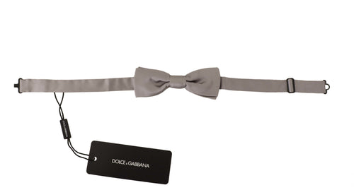 Dolce & Gabbana Silver 100% Silk Slim Adjustable Neck Papillon Tie - ClickThatClicks 