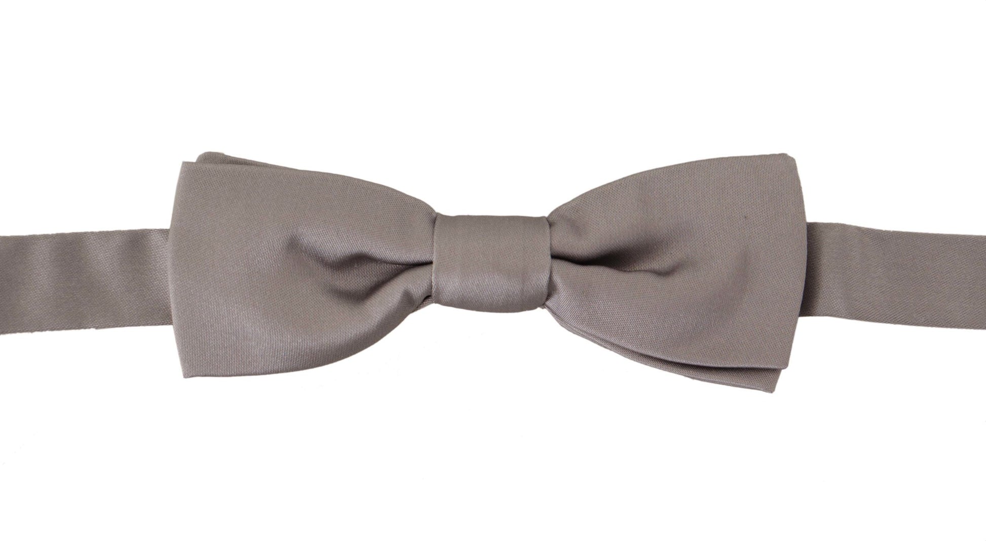 Dolce & Gabbana Silver 100% Silk Slim Adjustable Neck Papillon Tie - ClickThatClicks 