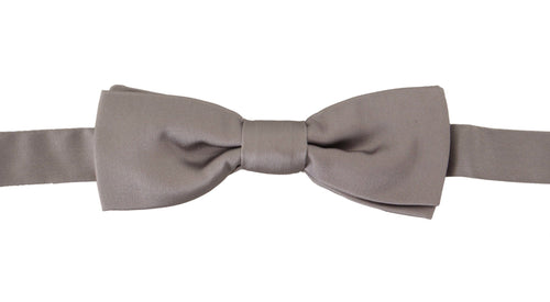 Dolce & Gabbana Silver 100% Silk Slim Adjustable Neck Papillon Tie - ClickThatClicks 
