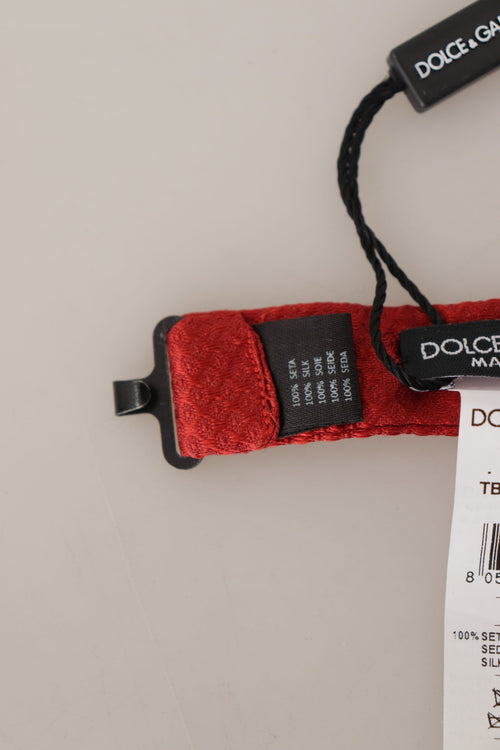 Dolce & Gabbana Red 100% Silk Adjustable Neck Papillon Tie - ClickThatClicks 