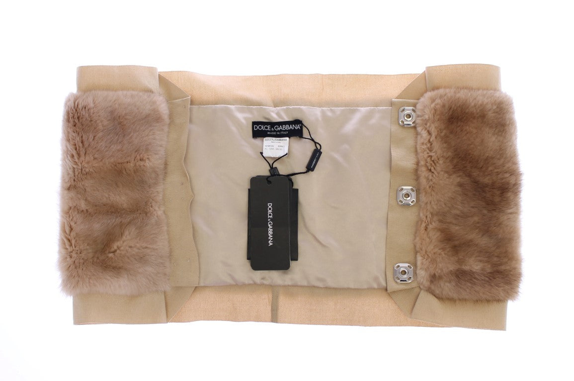 Dolce & Gabbana Beige MINK Fur Scarf Foulard Neck Wrap - ClickThatClicks 