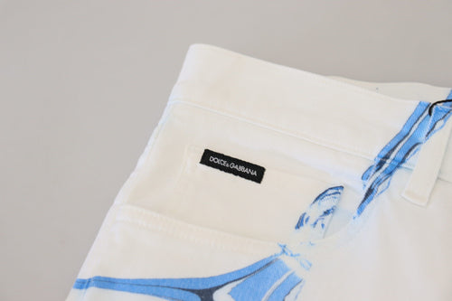 Dolce & Gabbana White Blue Denim Cotton Jeans Stretch Skinny Fit Pant - ClickThatClicks 