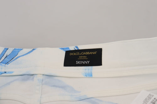 Dolce & Gabbana White Blue Denim Cotton Jeans Stretch Skinny Fit Pant - ClickThatClicks 