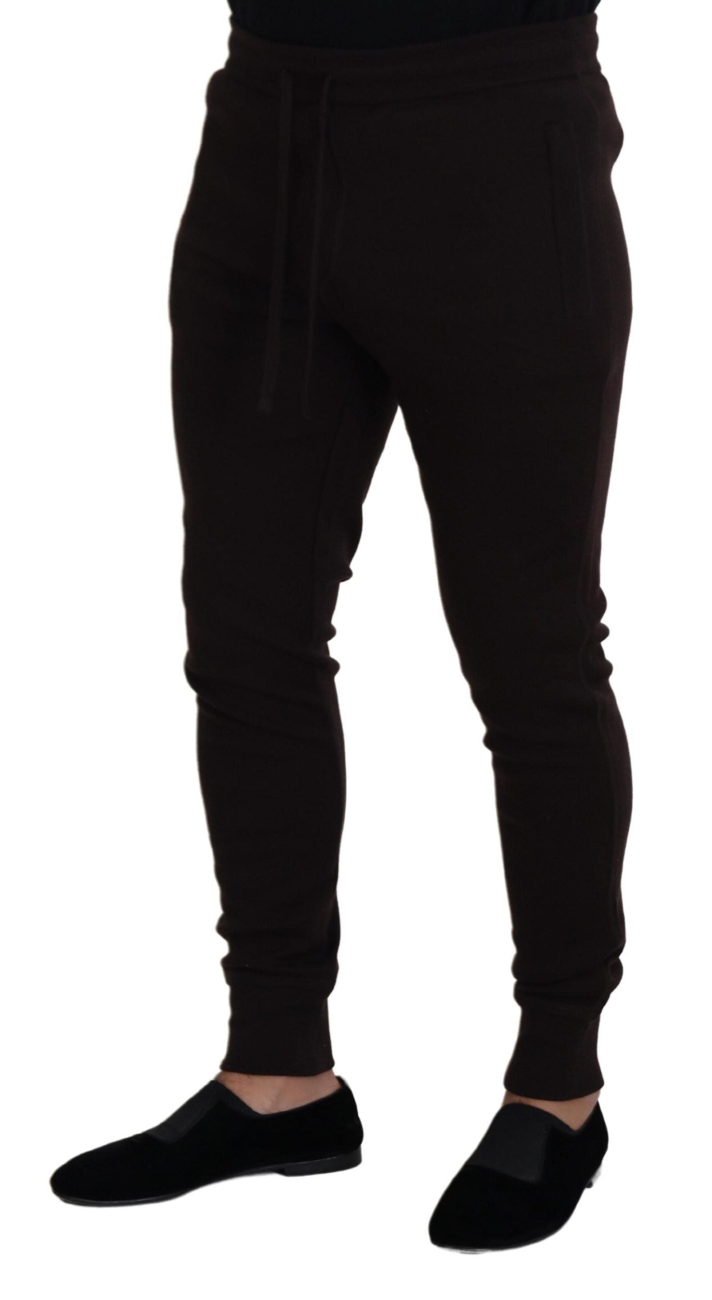 Dolce & Gabbana Brown Cashmere Trousers Bottoms Drawstring Pants - ClickThatClicks 