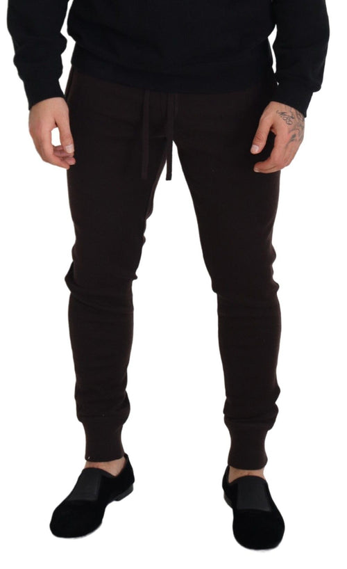 Dolce & Gabbana Brown Cashmere Trousers Bottoms Drawstring Pants - ClickThatClicks 