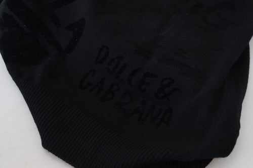 Dolce & Gabbana Black Wool Logo Pattern Crewneck Pullover Sweater - ClickThatClicks 