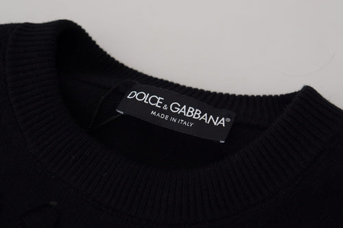 Dolce & Gabbana Black Wool Logo Pattern Crewneck Pullover Sweater - ClickThatClicks 
