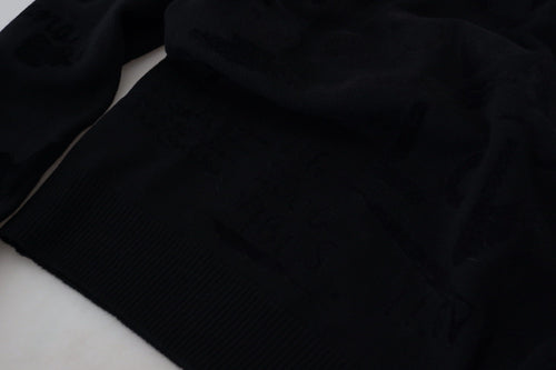 Dolce & Gabbana Black Wool Logo Pattern Crewneck Pullover Sweater - ClickThatClicks 