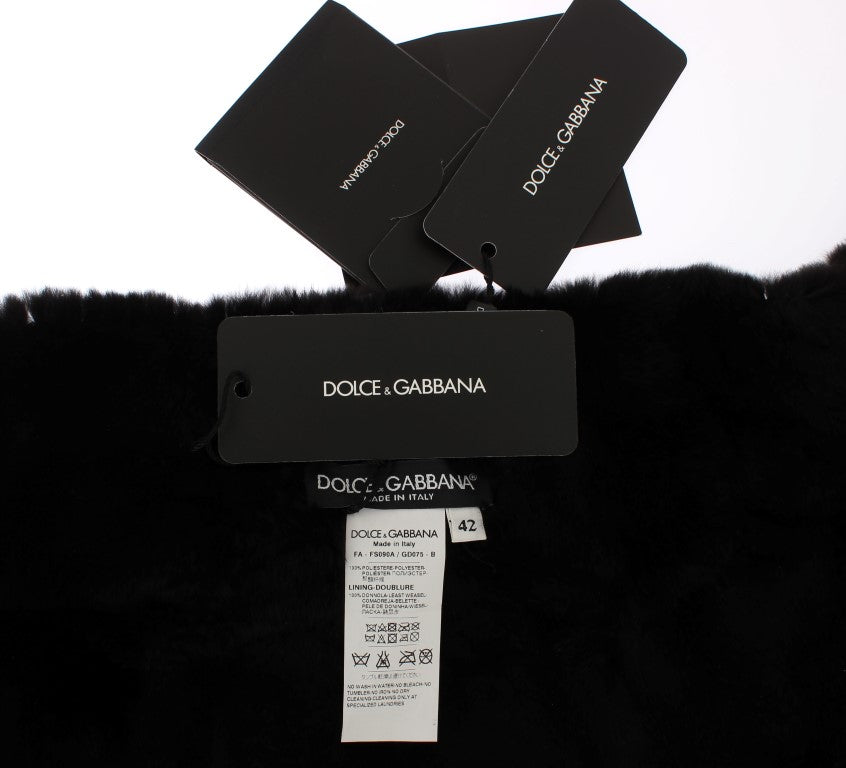 Dolce & Gabbana Silver Sequined Floral Weasel Fur Shoulder Scarf Wrap - ClickThatClicks 