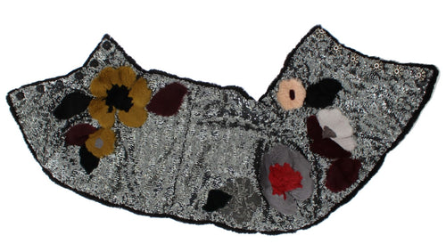 Dolce & Gabbana Silver Sequined Floral Weasel Fur Shoulder Scarf Wrap - ClickThatClicks 