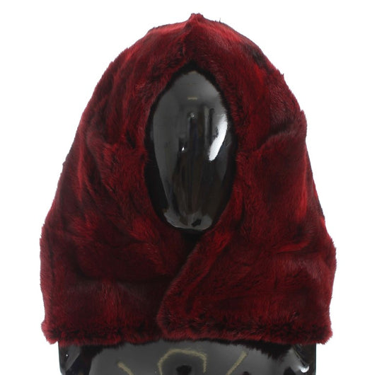 Dolce & Gabbana Bordeaux Hamster Fur Crochet Hood Scarf Hat - ClickThatClicks 