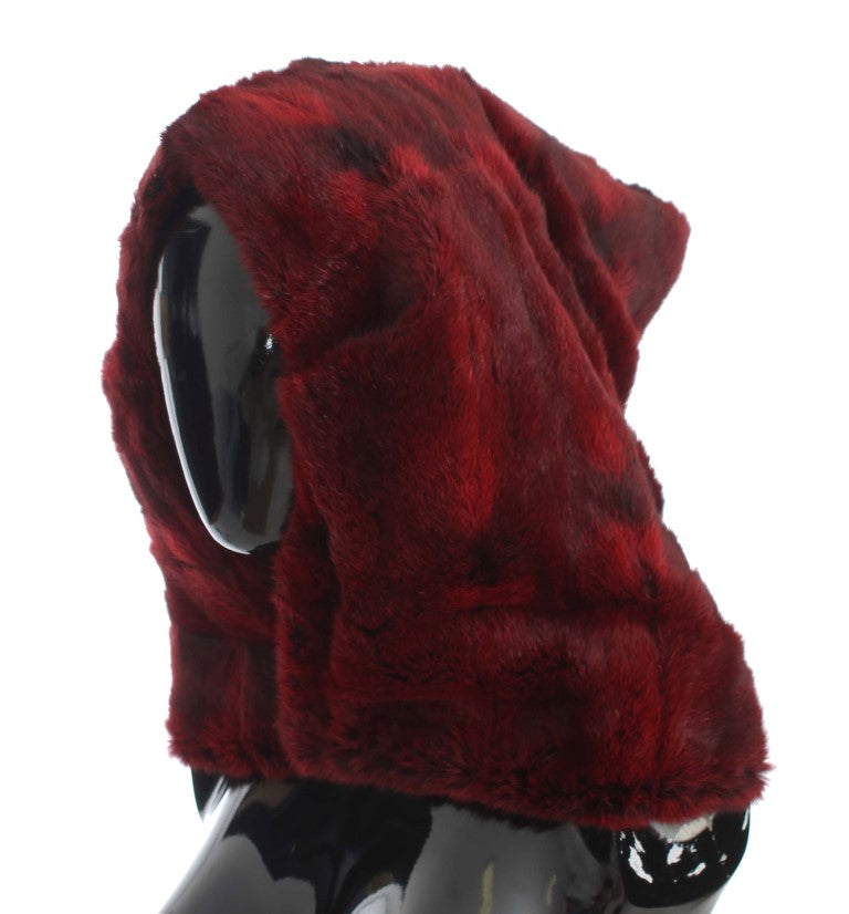 Dolce & Gabbana Bordeaux Hamster Fur Crochet Hood Scarf Hat - ClickThatClicks 
