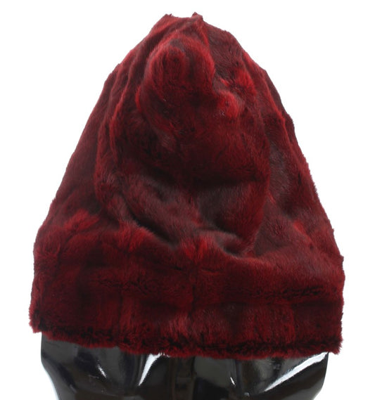 Dolce & Gabbana Bordeaux Hamster Fur Crochet Hood Scarf Hat - ClickThatClicks 