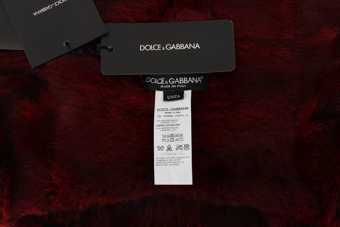 Dolce & Gabbana Bordeaux Hamster Fur Crochet Hood Scarf Hat - ClickThatClicks 