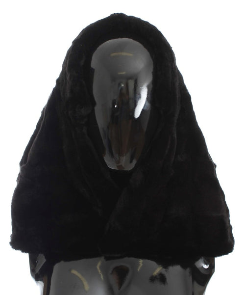 Dolce & Gabbana Black Weasel Fur Crochet Hood Scarf Hat - ClickThatClicks 