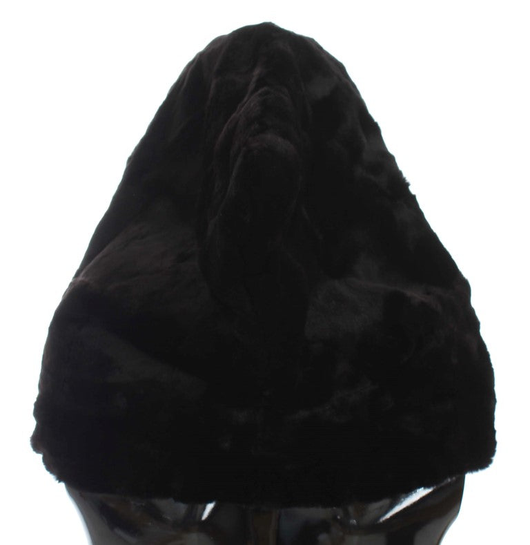 Dolce & Gabbana Black Weasel Fur Crochet Hood Scarf Hat - ClickThatClicks 
