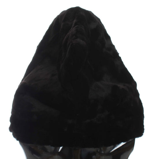 Dolce & Gabbana Black Weasel Fur Crochet Hood Scarf Hat - ClickThatClicks 
