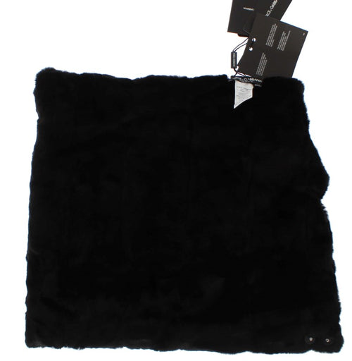 Dolce & Gabbana Black Weasel Fur Crochet Hood Scarf Hat - ClickThatClicks 