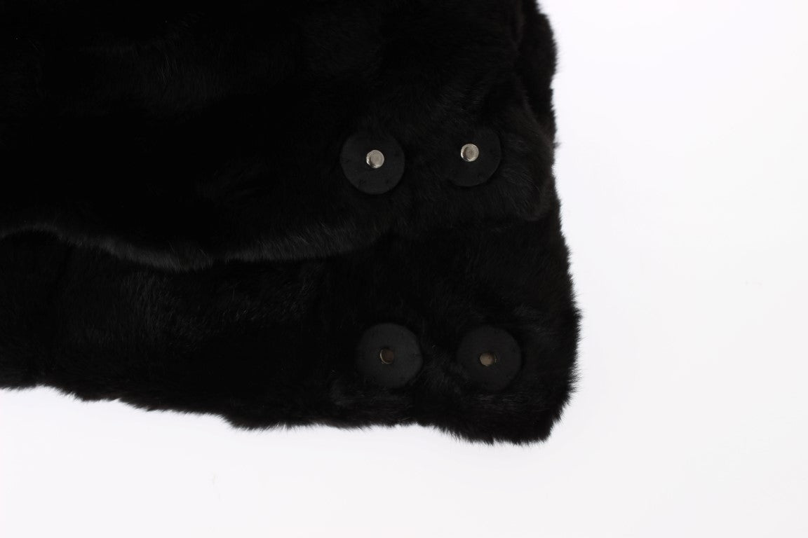 Dolce & Gabbana Black Weasel Fur Crochet Hood Scarf Hat - ClickThatClicks 