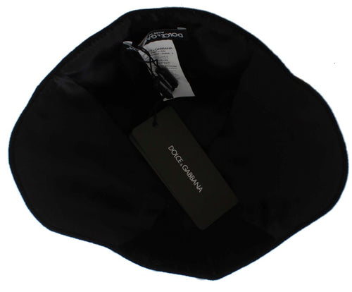 Dolce & Gabbana Black Wool White Floral Gold Leaf Hat - ClickThatClicks 