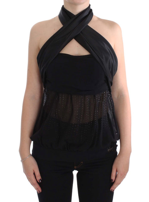 Exte Black Neck Wrap Top Blouse - ClickThatClicks 