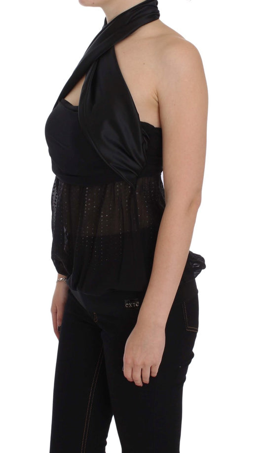 Exte Black Neck Wrap Top Blouse - ClickThatClicks 