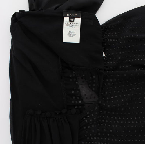 Exte Black Neck Wrap Top Blouse - ClickThatClicks 