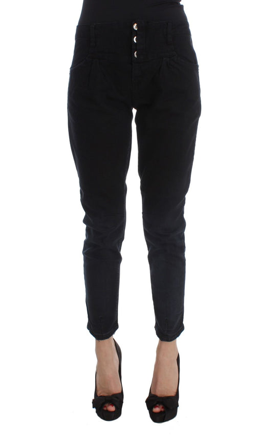 Costume National Black Cotton Slim Fit Cropped Jeans - ClickThatClicks 