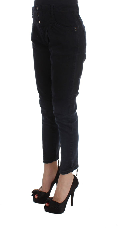 Costume National Black Cotton Slim Fit Cropped Jeans - ClickThatClicks 