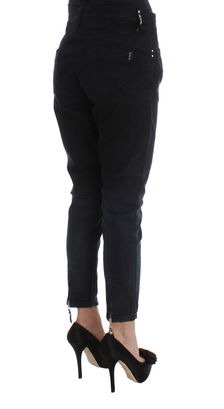 Costume National Black Cotton Slim Fit Cropped Jeans - ClickThatClicks 