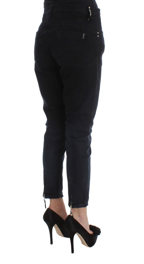 Costume National Black Cotton Slim Fit Cropped Jeans - ClickThatClicks 