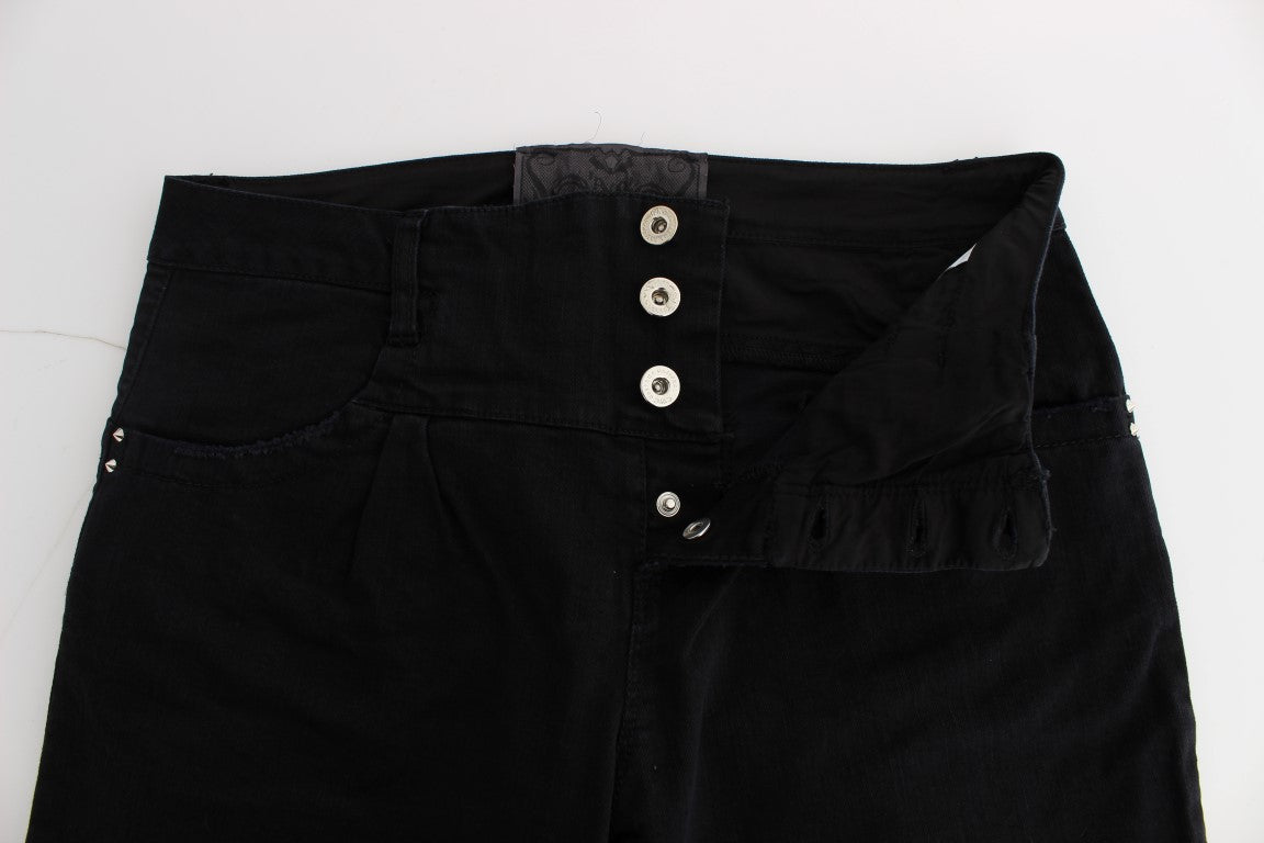 Costume National Black Cotton Slim Fit Cropped Jeans - ClickThatClicks 
