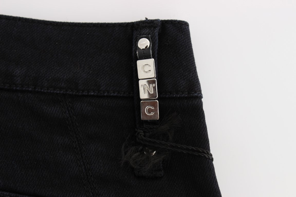 Costume National Black Cotton Slim Fit Cropped Jeans - ClickThatClicks 