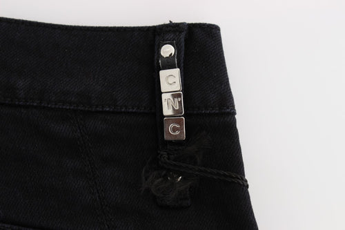 Costume National Black Cotton Slim Fit Cropped Jeans - ClickThatClicks 