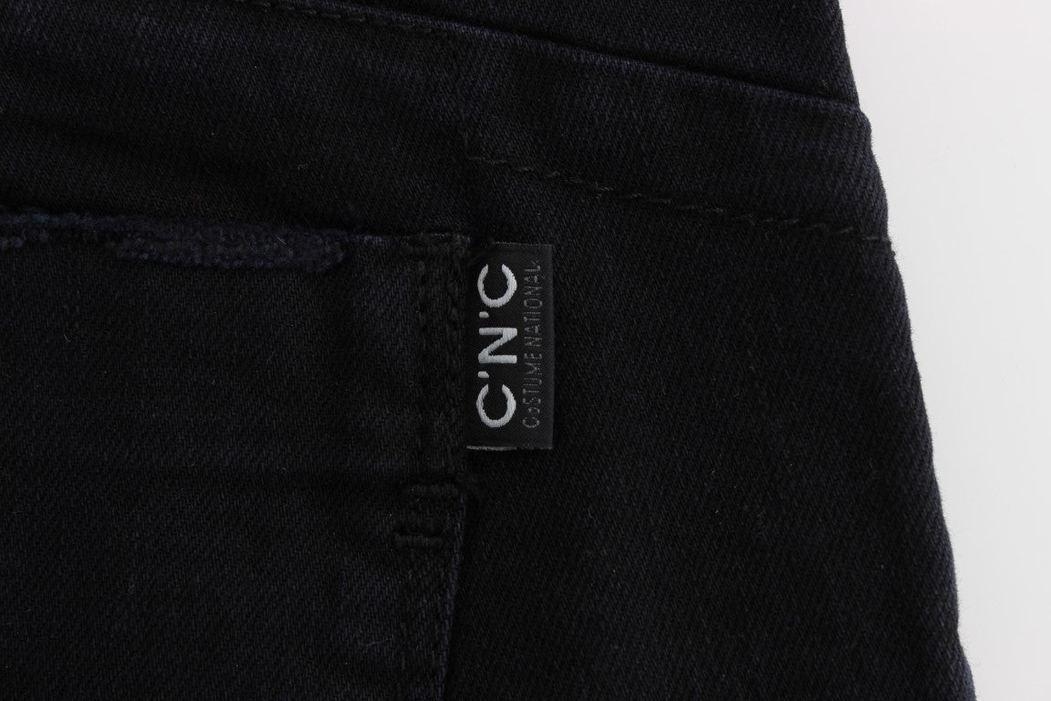 Costume National Black Cotton Slim Fit Cropped Jeans - ClickThatClicks 