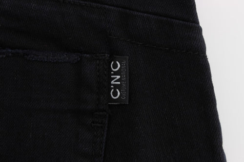 Costume National Black Cotton Slim Fit Cropped Jeans - ClickThatClicks 