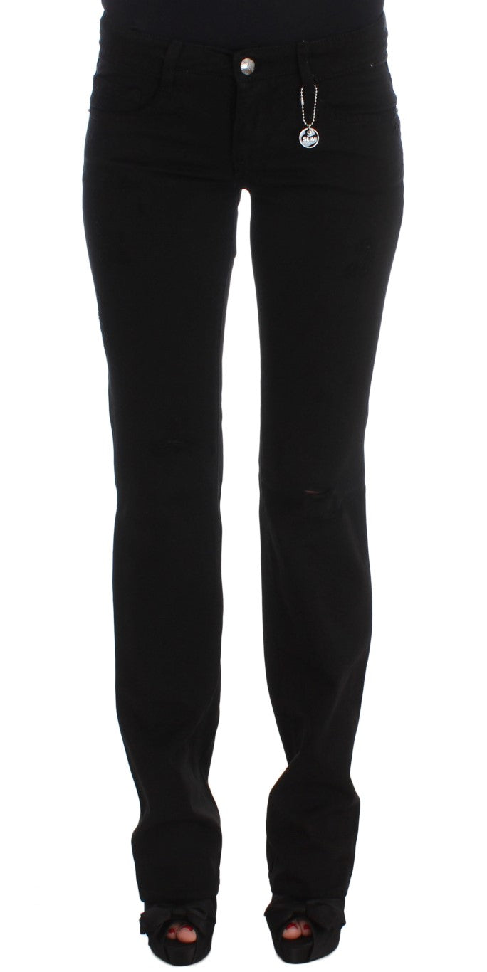 Costume National Black Cotton Slim Fit Bootcut Jeans - ClickThatClicks 