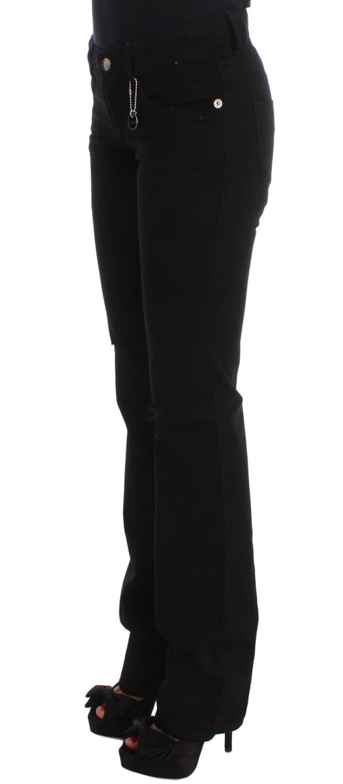 Costume National Black Cotton Slim Fit Bootcut Jeans - ClickThatClicks 