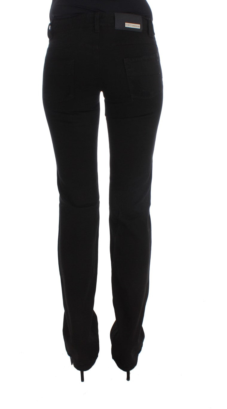 Costume National Black Cotton Slim Fit Bootcut Jeans - ClickThatClicks 