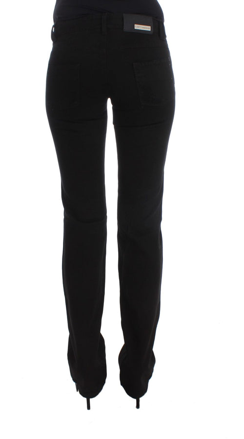 Costume National Black Cotton Slim Fit Bootcut Jeans - ClickThatClicks 