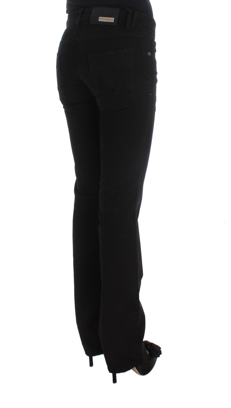 Costume National Black Cotton Slim Fit Bootcut Jeans - ClickThatClicks 