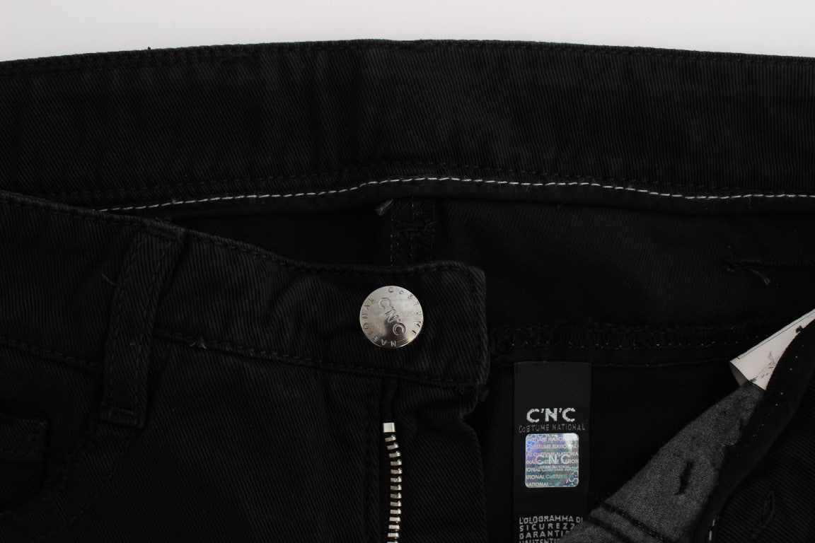 Costume National Black Cotton Slim Fit Bootcut Jeans - ClickThatClicks 