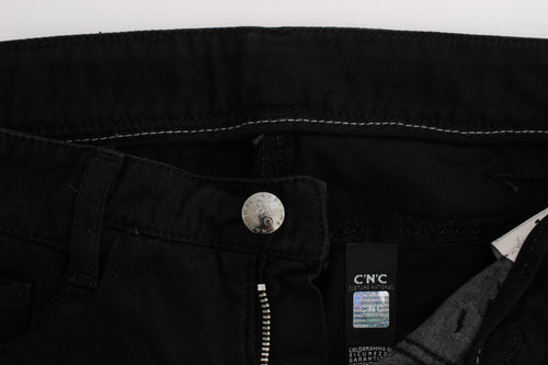 Costume National Black Cotton Slim Fit Bootcut Jeans - ClickThatClicks 