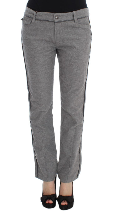 Ermanno Scervino Gray Cotton Straight Fit Casual Pants - ClickThatClicks 