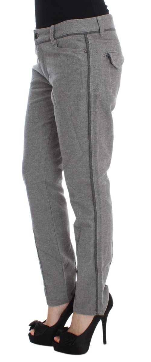 Ermanno Scervino Gray Cotton Straight Fit Casual Pants - ClickThatClicks 