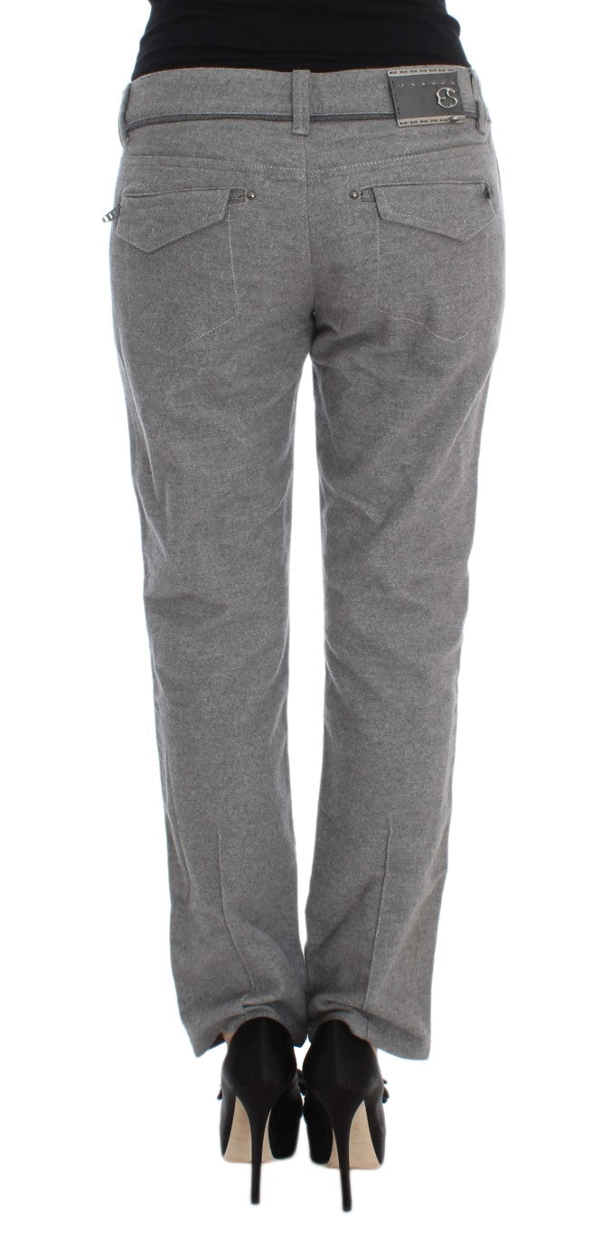 Ermanno Scervino Gray Cotton Straight Fit Casual Pants - ClickThatClicks 
