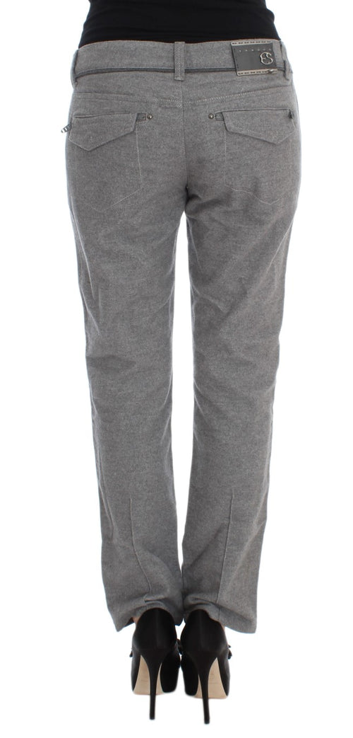 Ermanno Scervino Gray Cotton Straight Fit Casual Pants - ClickThatClicks 